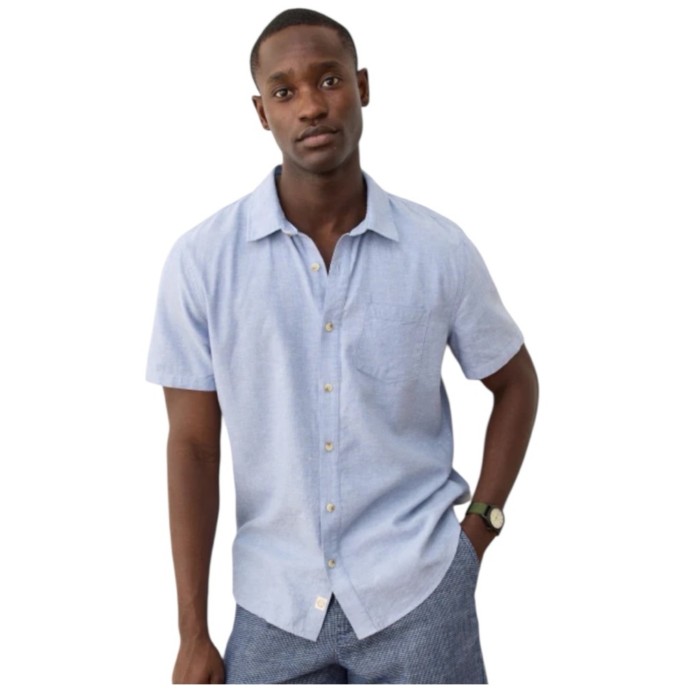 Light Blue Linen Polo Shirt (L)
